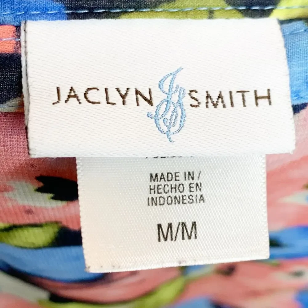 JACLYN SMITH Floral A-Line Knee Length Skirt Asymmetrical Hem Blue Pink Size M